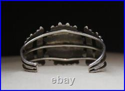 Vintage Native American Zuni Turquoise Sterling Silver Cuff Bracelet