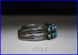 Vintage Native American Zuni Turquoise Sterling Silver Cuff Bracelet