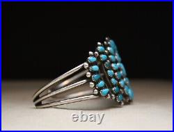 Vintage Native American Zuni Turquoise Sterling Silver Cuff Bracelet