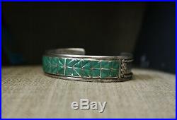 Vintage Native American Zuni Turquoise Sterling Silver Cuff Bracelet & Ring Set