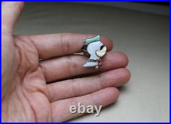 Vintage Native American Zuni Turquoise Sterling Silver Donald Duck Ring Size 7.5