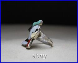 Vintage Native American Zuni Turquoise Sterling Silver Donald Duck Ring Size 7.5