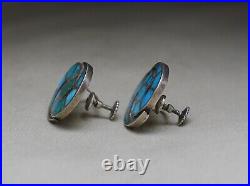 Vintage Native American Zuni Turquoise Sterling Silver Earrings