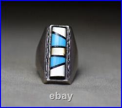 Vintage Native American Zuni Turquoise Sterling Silver Ring size 11