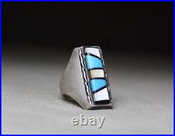 Vintage Native American Zuni Turquoise Sterling Silver Ring size 11