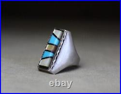 Vintage Native American Zuni Turquoise Sterling Silver Ring size 11