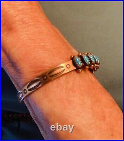 Vintage Native American Zuni cuff bracelet -Turquoises and Copper