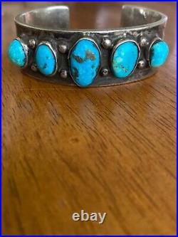 Vintage Native American authentic Dee Morris turquoise cuff bracelet