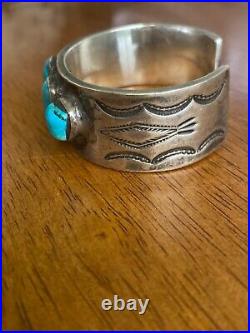 Vintage Native American authentic Dee Morris turquoise cuff bracelet