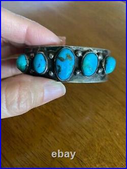 Vintage Native American authentic Dee Morris turquoise cuff bracelet