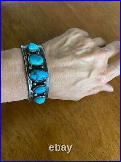 Vintage Native American authentic Dee Morris turquoise cuff bracelet