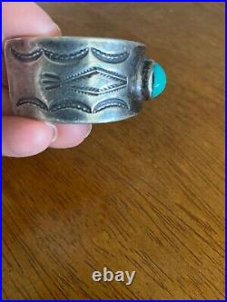 Vintage Native American authentic Dee Morris turquoise cuff bracelet