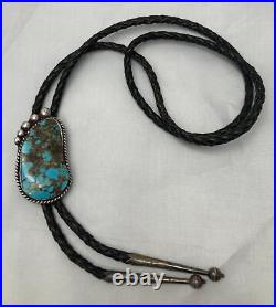 Vintage Native American bear paw claw Silver Turquoise bolo bola tie