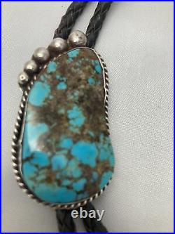 Vintage Native American bear paw claw Silver Turquoise bolo bola tie