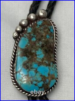 Vintage Native American bear paw claw Silver Turquoise bolo bola tie