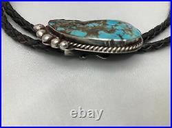 Vintage Native American bear paw claw Silver Turquoise bolo bola tie