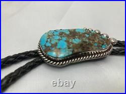 Vintage Native American bear paw claw Silver Turquoise bolo bola tie