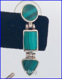 Vintage Native American by Evelyn Spencer, Navajo Sterling Malachite Set Spider
