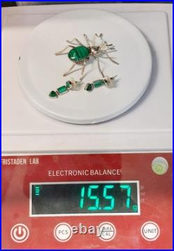 Vintage Native American by Evelyn Spencer, Navajo Sterling Malachite Set Spider