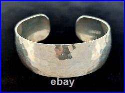 Vintage Native American signed PJ, Hammered Sterling 18.7mm Cuff Bracelet 6