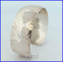 Vintage Native American signed PJ, Hammered Sterling 18.7mm Cuff Bracelet 6