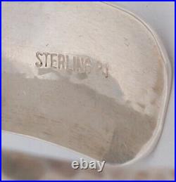 Vintage Native American signed PJ, Hammered Sterling 18.7mm Cuff Bracelet 6