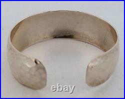 Vintage Native American signed PJ, Hammered Sterling 18.7mm Cuff Bracelet 6