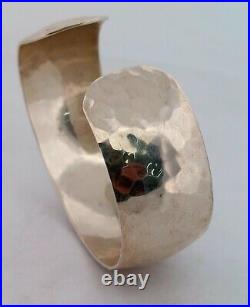 Vintage Native American signed PJ, Hammered Sterling 18.7mm Cuff Bracelet 6