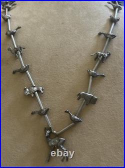 Vintage Native American silver animal fetish 32 inch beaded Tribal necklace