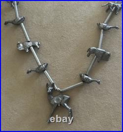 Vintage Native American silver animal fetish 32 inch beaded Tribal necklace