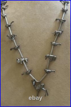 Vintage Native American silver animal fetish 32 inch beaded Tribal necklace