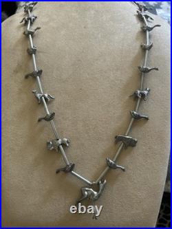 Vintage Native American silver animal fetish 32 inch beaded Tribal necklace