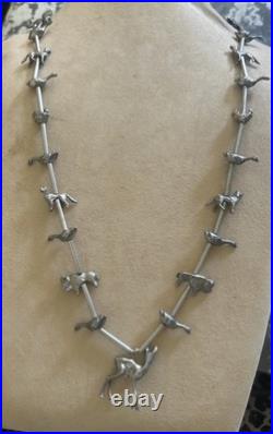 Vintage Native American silver animal fetish 32 inch beaded Tribal necklace Vintage Native American silver animal fetish 32 inch beaded Tribal necklace