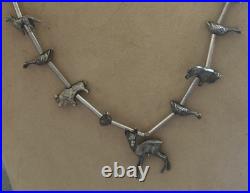 Vintage Native American silver animal fetish 32 inch beaded Tribal necklace