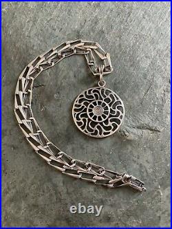 Vintage Native American silver sun pendant necklace