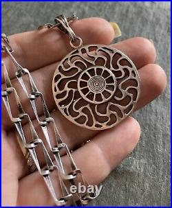 Vintage Native American silver sun pendant necklace