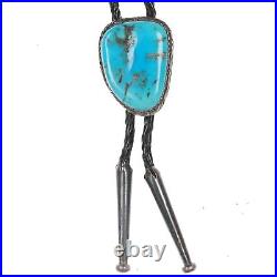 Vintage Native American sterling and Kingman turquoise bolo tie