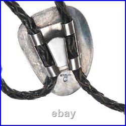 Vintage Native American sterling and Kingman turquoise bolo tie