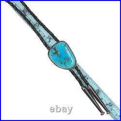 Vintage Native American sterling and Kingman turquoise bolo tie