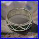 Vintage Native American sterling silver Green Inlay Band Ring Navajo Size 10