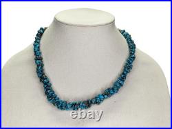 Vintage Native American sterling silver turquoise nugget necklace 20 inches