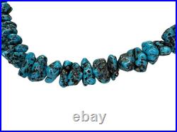 Vintage Native American sterling silver turquoise nugget necklace 20 inches