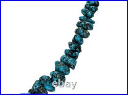 Vintage Native American sterling silver turquoise nugget necklace 20 inches