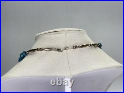 Vintage Native American sterling silver turquoise nugget necklace 20 inches