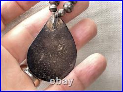 Vintage Native American sterling silver turquoise shadow box pendant necklace