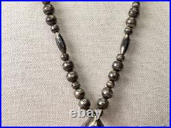Vintage Native American sterling silver turquoise shadow box pendant necklace