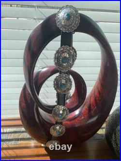 Vintage Native American turquoise sterling silver conchos