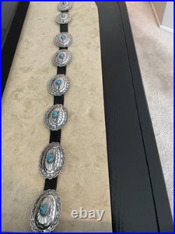Vintage Native American turquoise sterling silver conchos