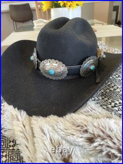 Vintage Native American turquoise sterling silver conchos