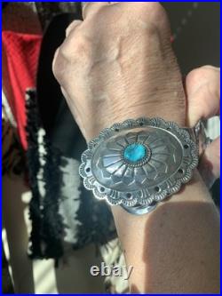 Vintage Native American turquoise sterling silver conchos